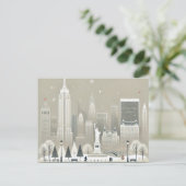 Iconisch standbeeld Liberty & NYC-syluet Vakantie Feestdagenkaart (Staand voorkant)