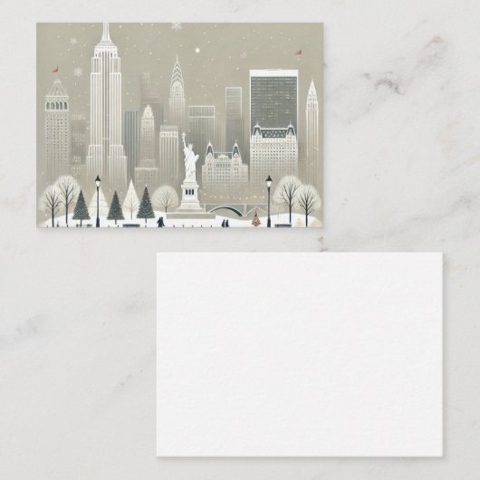 Iconisch standbeeld Liberty & NYC-syluet Vakantie Notitiekaartje (Voorkant / Achterkant)