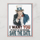 Iconisch  Uncle Sam Save The Date Aankondigingskaart (Voorkant)