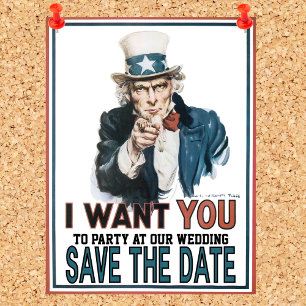 Iconisch  Uncle Sam Save The Date Aankondigingskaart