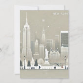 Iconisch Vrijheidsbeeld & NYC Skyline Holiday Bedankkaart (Voorkant)