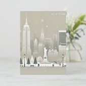 Iconisch Vrijheidsbeeld & NYC Skyline Holiday Bedankkaart (Staand voorkant)