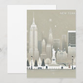 Iconisch Vrijheidsbeeld & NYC Skyline Holiday Bedankkaart (Voorkant / Achterkant)