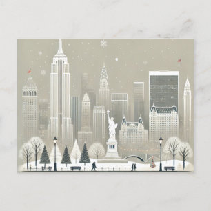 Iconisch Vrijheidsbeeld & NYC Skyline Holiday Feestdagenkaart