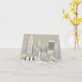 Iconisch Vrijheidsbeeld & NYC Skyline Holiday Kaart (Gele Bloem)