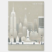 Iconisch Vrijheidsbeeld & NYC Skyline Holiday Magneet (Voorkant)