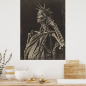 Iconisch Vrijheidsbeeld Poster met Amerikaanse vla (Keuken)