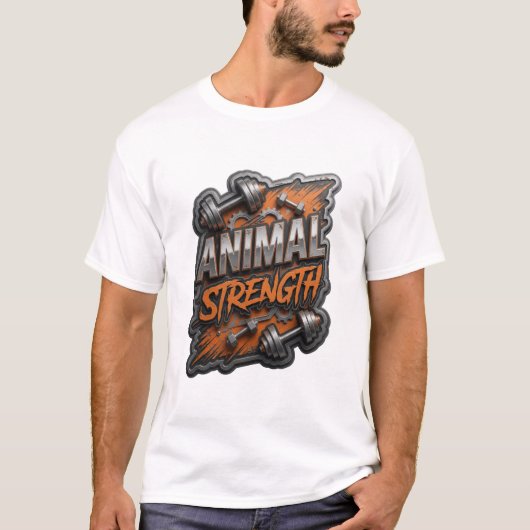 Iconisch Zilver DIERSTERKTE Tekst Design T-shirt (Voorkant)