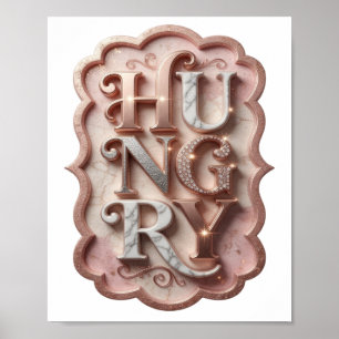 Iconisch Zilver HUNGRY Grafisch Ontwerp Poster