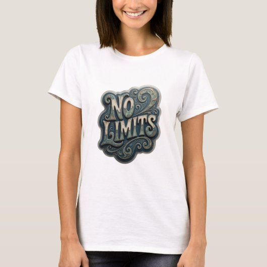 Iconisch Zilver NO LIMITS Tekst Design T-shirt (Voorkant)