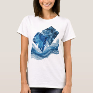 Iconisch zilver WATER ELEMENT artistiek motief T-shirt