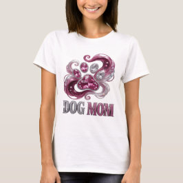 Iconisch zilveren DOG MOM modern ontwerp T-shirt