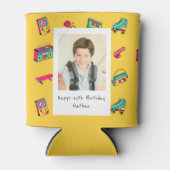 Iconische 90's verjaardagscadeau, geel met foto blikjeskoeler (Voorkant)