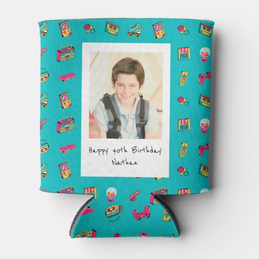 Iconische 90's verjaardagscadeau met foto blikjeskoeler (Voorkant)