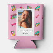 Iconische 90's verjaardagscadeau, roze met foto blikjeskoeler (Voorkant)