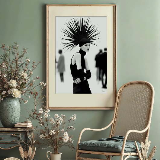 Iconische aanwezigheid: avant-garde monochrome Mod Poster