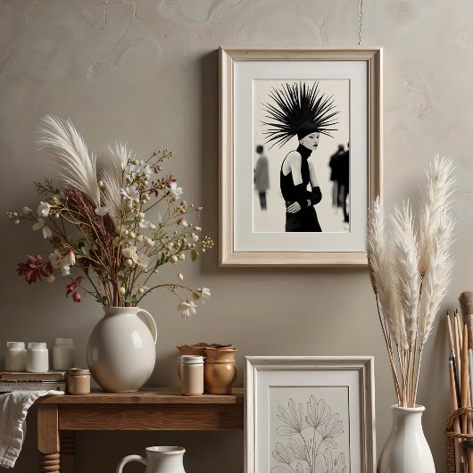 Iconische aanwezigheid: avant-garde monochrome Mod Poster