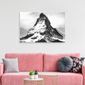 Iconische alpiene bergmatterhorn in het zwart en W Canvas Afdruk (Insitu (Woonkamer))