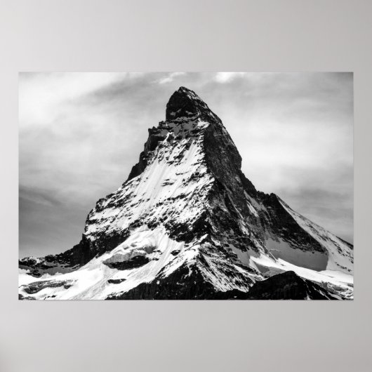 Iconische alpiene bergmatterhorn in het zwart en W Poster (Voorkant)