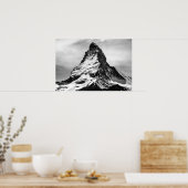 Iconische alpiene bergmatterhorn in het zwart en W Poster (Keuken)