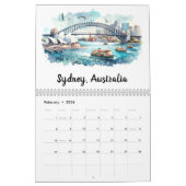 Iconische aquarel steden kalender (Feb 2026)