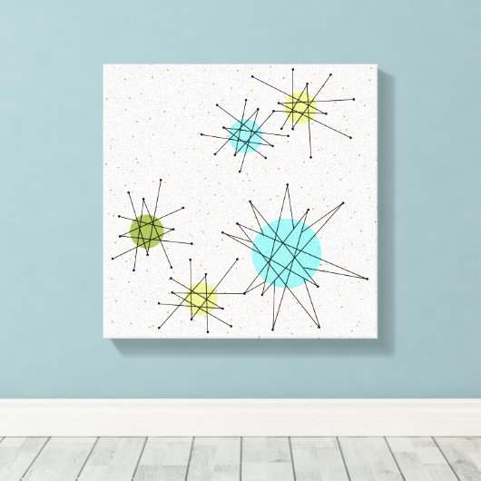 Iconische atomaire sterbursts omwikkeld doek canvas afdruk (Insitu (Houten vloer))