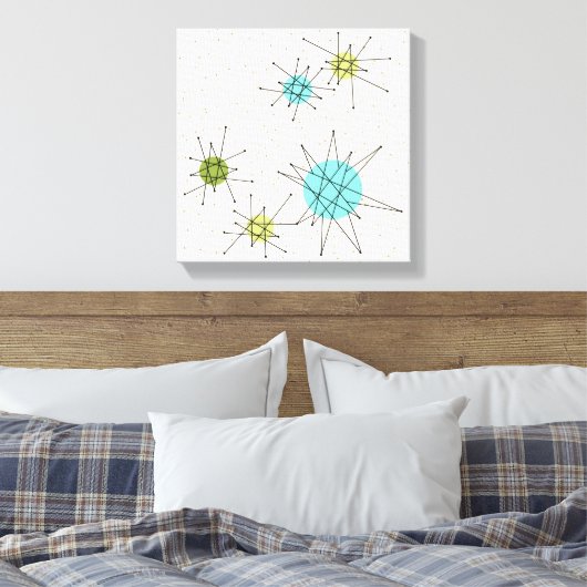 Iconische atomaire sterbursts omwikkeld doek canvas afdruk (Insitu (Slaapkamer))
