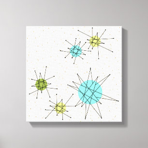 Iconische atomaire sterbursts omwikkeld doek canvas afdruk