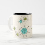 Iconische atoomstoten Mok met twee tonen<br><div class="desc">Deze Iconische atoomStarbursts bietone Mok patroon kenmerkt iconische atomaire starbursts. Dat klopt! De oude school, crèmekleurige achtergrond met gouden spugen is de perfecte achtergrond voor de levendige turquoise, het kalkselderij en kitschy peren groene cirkels. De vlekken van kleur worden sporadisch geplaatst in diverse grootte met het bekleden van zwarte V...</div>