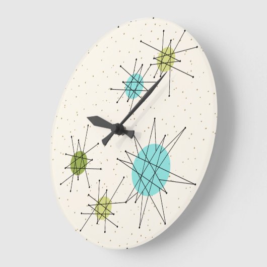 Iconische atoomstoten rond de wandklok (Hoek)