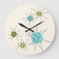 Iconische atoomstoten rond de wandklok