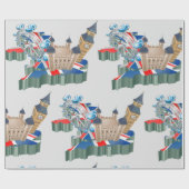 Iconische bezienswaardigheden Londen UK Kaart Brit Cadeaupapier (Vlak)