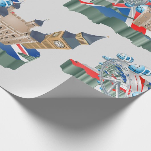 Iconische bezienswaardigheden Londen UK Kaart Brit Cadeaupapier (Hoek)