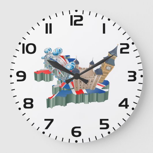 Iconische bezienswaardigheden Londen UK Kaart Brit Grote Klok (Voorkant)