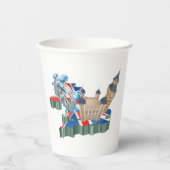 Iconische bezienswaardigheden Londen UK Kaart Brit Papieren Bekers (Voorkant)