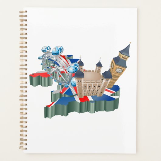 Iconische bezienswaardigheden Londen UK Kaart Brit Planner (Voorkant)