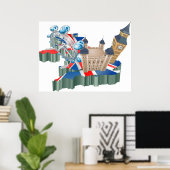 Iconische bezienswaardigheden Londen UK Kaart Brit Poster (Thuiskantoor)