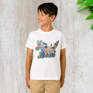Iconische bezienswaardigheden Londen UK Kaart Brit T-shirt