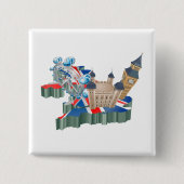 Iconische bezienswaardigheden Londen UK Kaart Brit Vierkante Button 5,1 Cm (Voorkant)