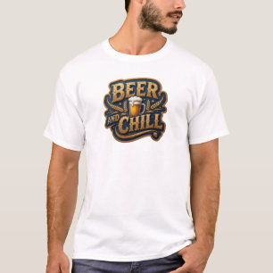 Iconische BIER EN CHILL Draagbare Kunst T-shirt