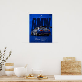 Iconische Blue Motorsport Racing Car Poster | M3 G