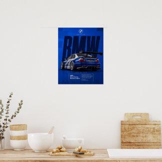 Iconische Blue Motorsport Racing Car Poster | M3 G