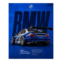 Iconische Blue Motorsport Racing Car Poster | M3 G