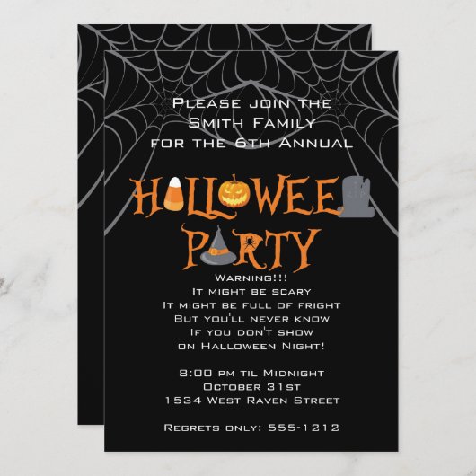 Iconische brieven van de partij Halloween Kaart (Voorkant / Achterkant)