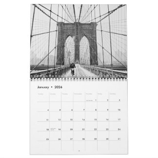 Iconische Bruggen van New York City 2026 Foto Wand Kalender