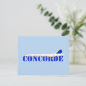 Iconische Concorde Jet met Bold Blue Typography Briefkaart (Staand voorkant)