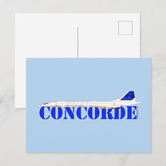 Iconische Concorde Jet met Bold Blue Typography Briefkaart (Voorkant / Achterkant)
