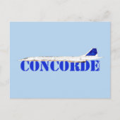 Iconische Concorde Jet met Bold Blue Typography Briefkaart (Voorkant)