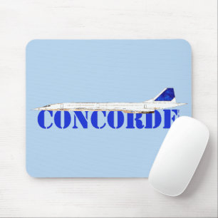 Iconische Concorde Jet met Bold Blue Typography Muismat