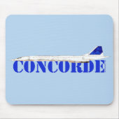 Iconische Concorde Jet met Bold Blue Typography Muismat (Voorkant)